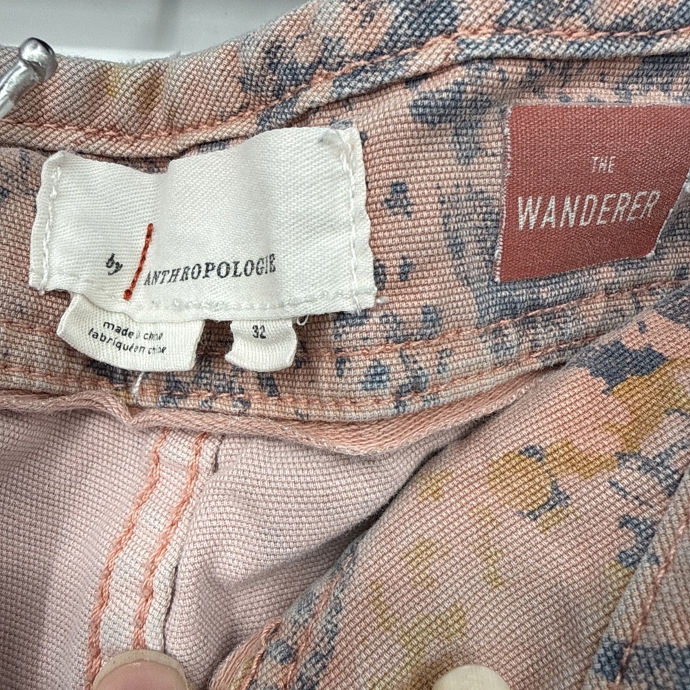 Anthropologie The Wanderer Pink Paisley Floral Utility Pants Women 32 Button Fly - Picture 3 of 6